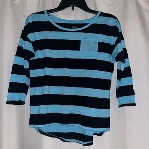 Black and blue striped tee size 14 (adult small/child large)